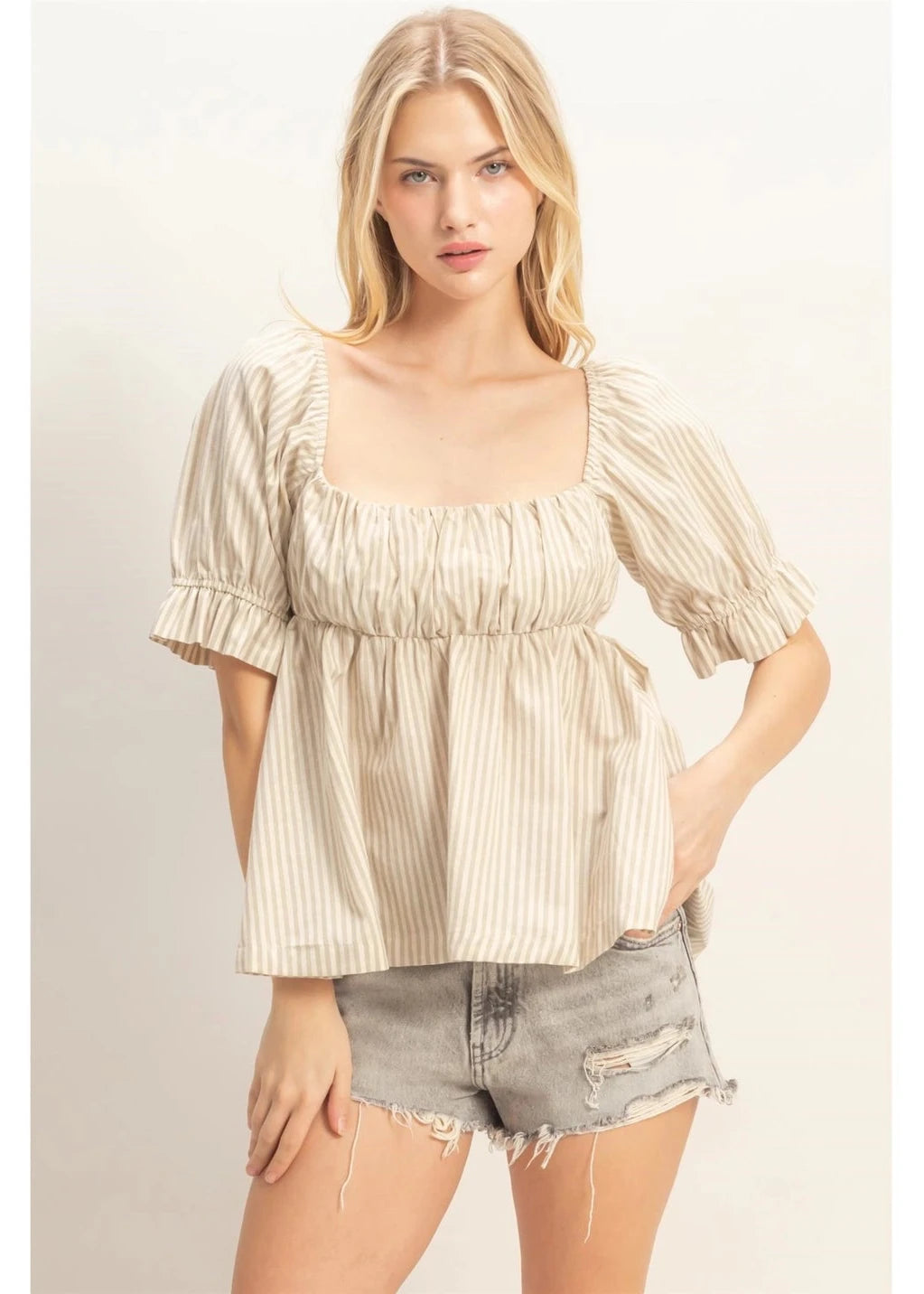 Square Neck Peplum Top