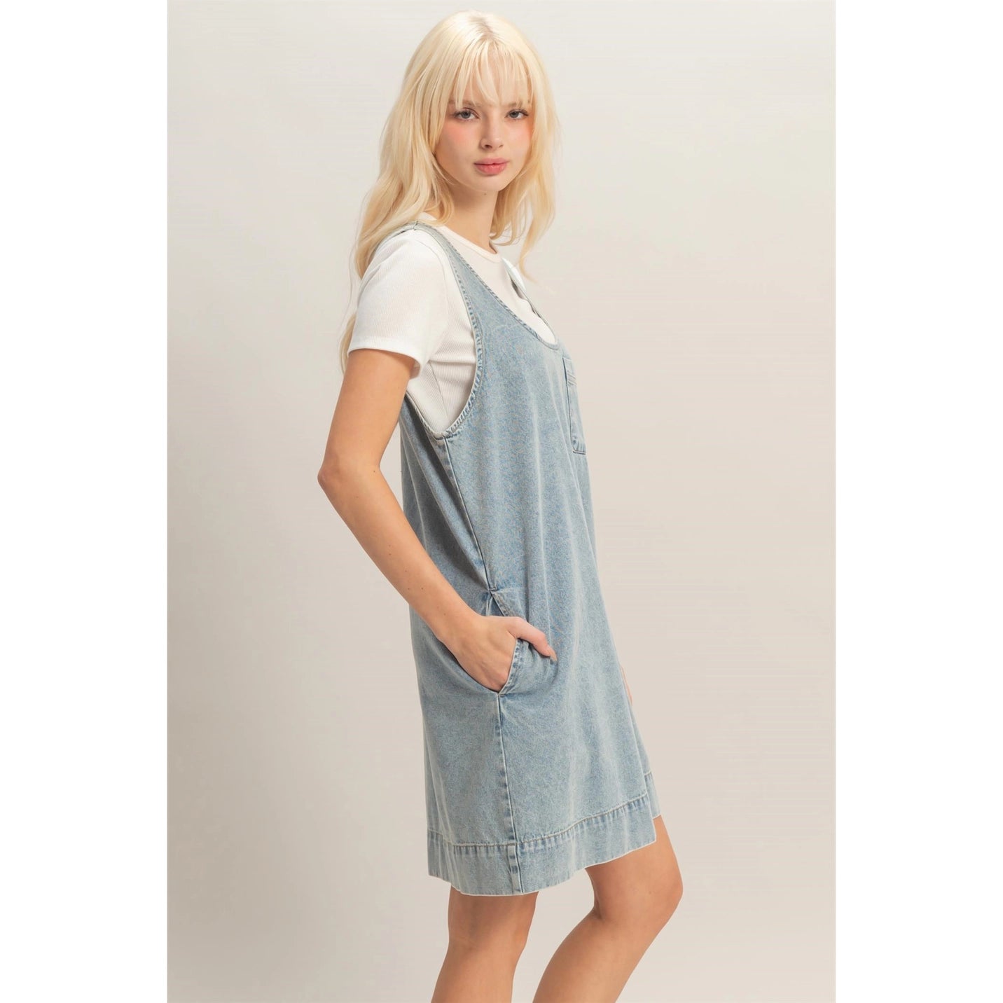 Sleeveless Denim Shift Dress