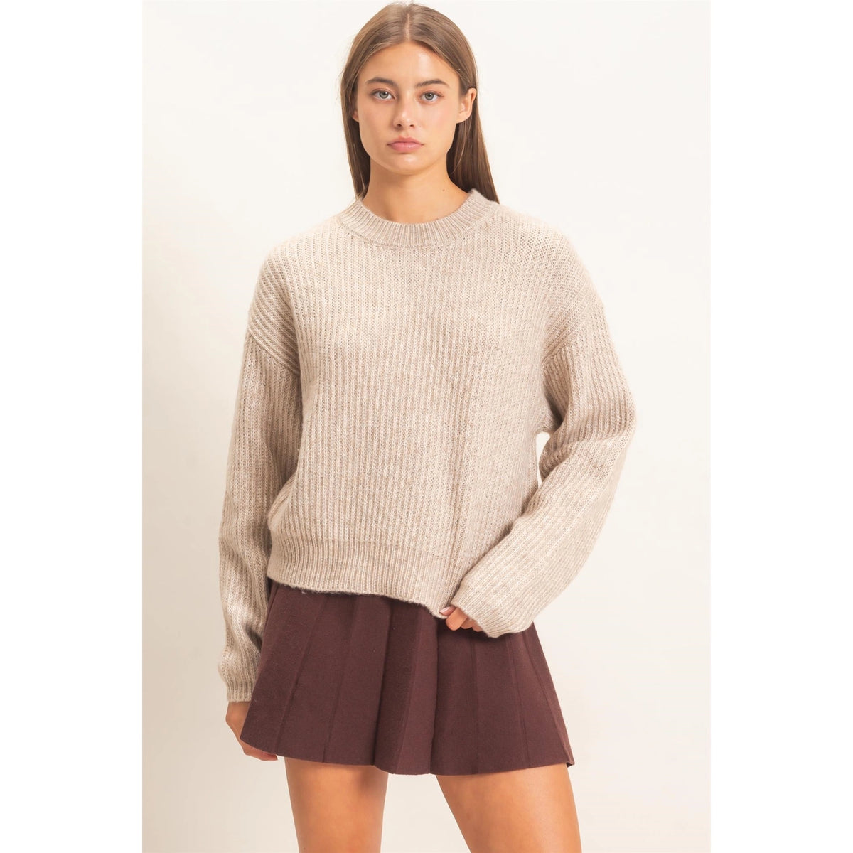 Jane Ribbed Crew Neck Sweater