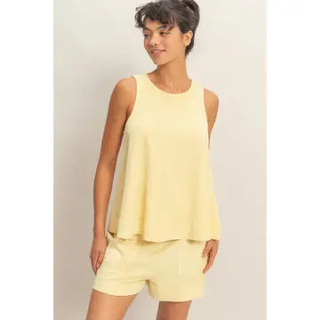 Sleeveless Round Neck Top & Shorts Set