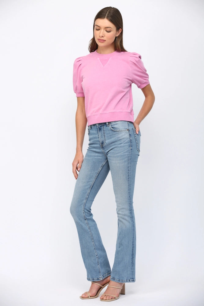 Pleated Bubble Sleeve Top
