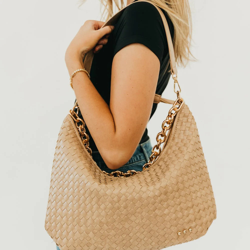 Sienna Slouchy Woven Shoulder Bag by Pretty Simple